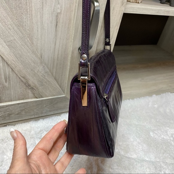 Lee Sands Genuine Eel Skin Shoulder Bag Purse Designer RARE - Picture 14 of 16